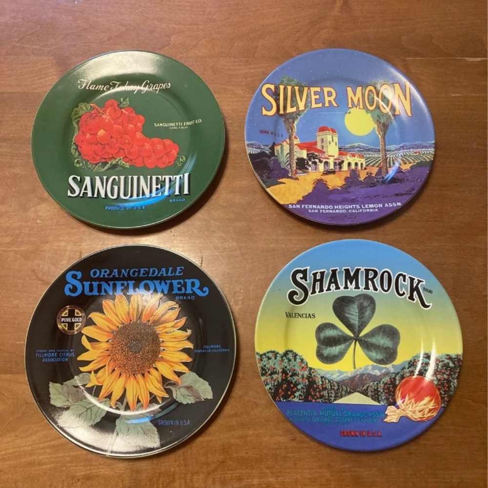 Oneida vintage label collection 8" plates set of 4